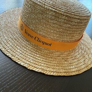 Veuve Clicquot Tan boater Straw Hat
